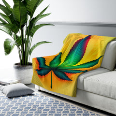 420 Yellow Leaf - Sherpa Fleece Blanket