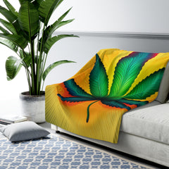 420 Yellow Leaf - Sherpa Fleece Blanket