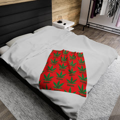 420 Organic Red - Velveteen Plush Blanket