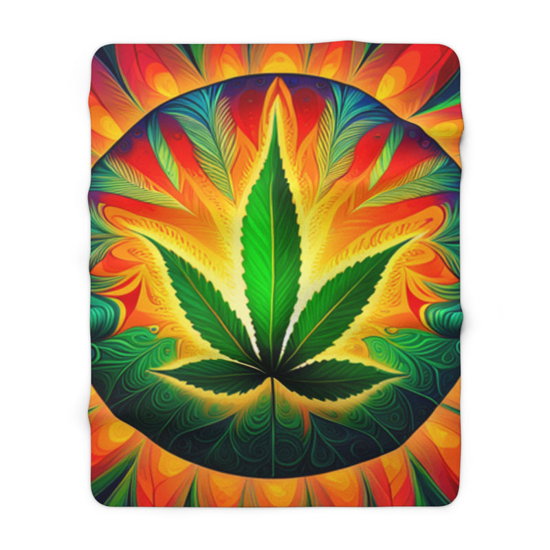 Psychedelic Leaf - Sherpa Fleece Blanket