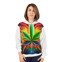 420 Leaf White - Unisex Pullover Hoodie (AOP)