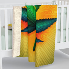 420 Yellow Leaf - Sherpa Fleece Blanket