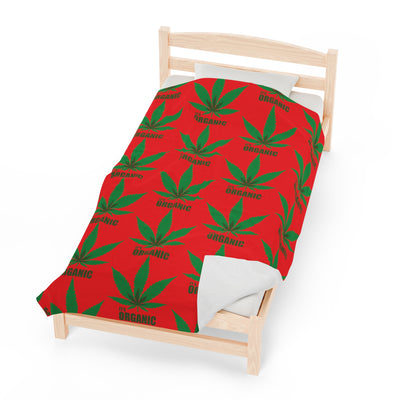 420 Organic Red - Velveteen Plush Blanket