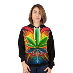 420 Leaf Black  - Unisex Pullover Hoodie (AOP)