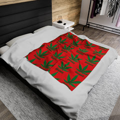 420 Organic Red - Velveteen Plush Blanket