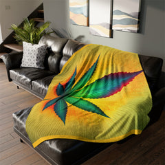 420 Yellow Leaf - Soft Polyester Blanket