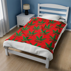 420 Organic Red - Velveteen Plush Blanket