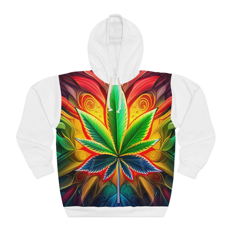 420 Leaf White - Unisex Pullover Hoodie (AOP)