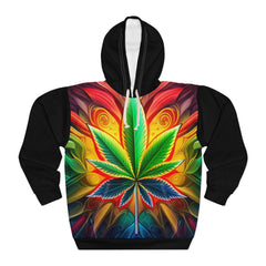 420 Leaf Black  - Unisex Pullover Hoodie (AOP)