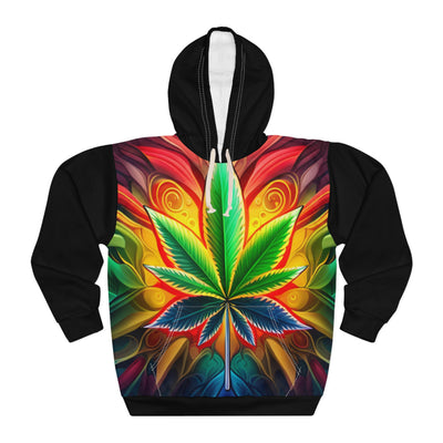 420 Leaf Black  - Unisex Pullover Hoodie (AOP)