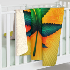 420 Yellow Leaf - Sherpa Fleece Blanket