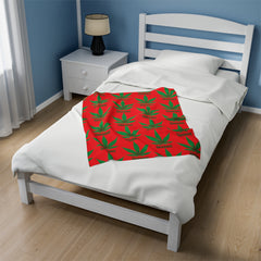 420 Organic Red - Velveteen Plush Blanket