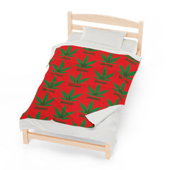 420 Organic Red - Velveteen Plush Blanket