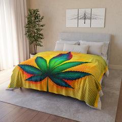 420 Yellow Leaf - Soft Polyester Blanket