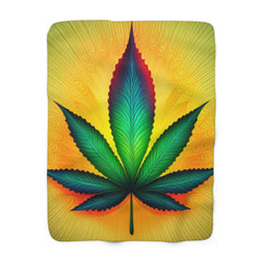 420 Yellow Leaf - Sherpa Fleece Blanket