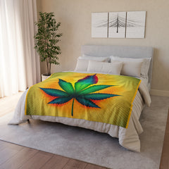 420 Yellow Leaf - Soft Polyester Blanket