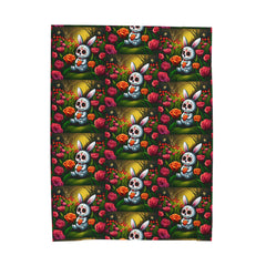 Dia de los Muertos Conejo - Velveteen Plush Blanket