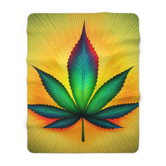 420 Yellow Leaf - Sherpa Fleece Blanket