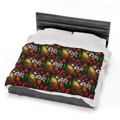 Dia de los Muertos Conejo - Velveteen Plush Blanket