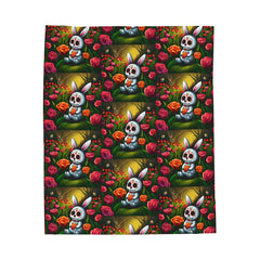 Dia de los Muertos Conejo - Velveteen Plush Blanket